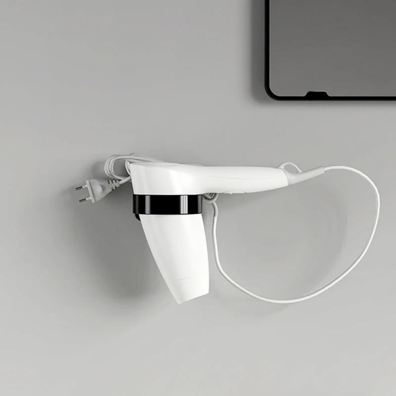 

Hair Dryer Holder Wall Mounted Hair Tools Rack Self-Adhesive Bathroom Storage ABS Plastic No Pounching Shelf White/Black