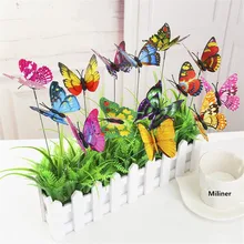 10PCS/Lot Artificial Butterfly Garden Decorations Simulation Butterfly Stakes Yard Plant Lawn Decor Fake Butterefly Random Color
