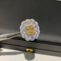 customized yellow hit pink 2 karat main shilei dean yellow diamond gemstone ring female luxury simulation diamond ring exclusive