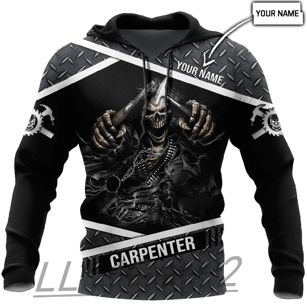 

Men's hoodie chainsaw woodworking 3D printing outdoor home casual pullover personality street oversized jacket 01