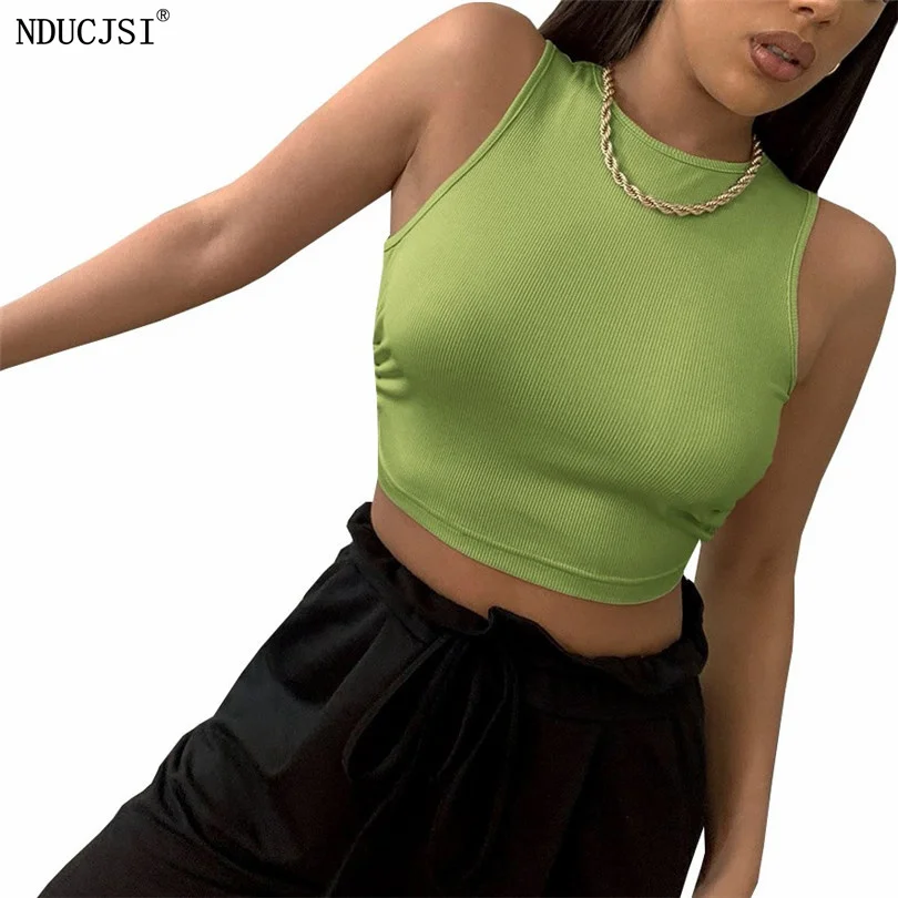 

Майка NDUCJSI Женская трикотажная на шнуровке, пикантный укороченный жилет с открытыми плечами, однотонная летняя одежда без рукавов