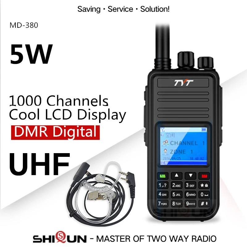 MD-380 DMR радио Совместимо с Motorola Tier1/2 двухдиапазонный UHF VHF 5 Вт TYT DMR цифровая рация md380 Baofeng DMR DM-8HX - Цвет: UHF-Acoustic Headset