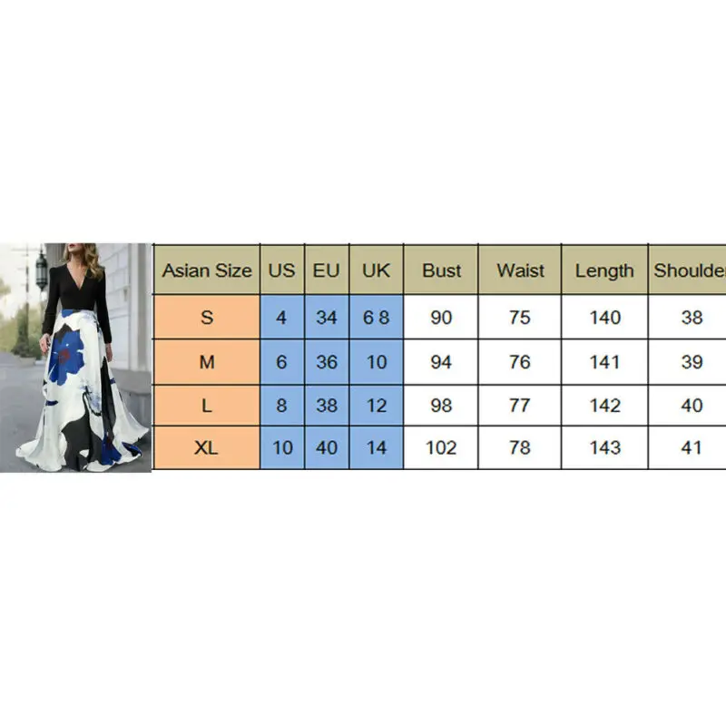 

Fashion Spring Aurumn Women Boho Long Maxi Dress Lady Casual Slim Party Evening Flower Beach Sundress