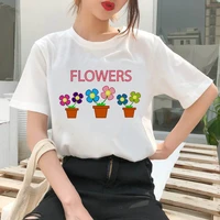 flower print t shirt harajuku 90s casual funny t shirt women ullzang short sleeve tshirt graphic top tees female