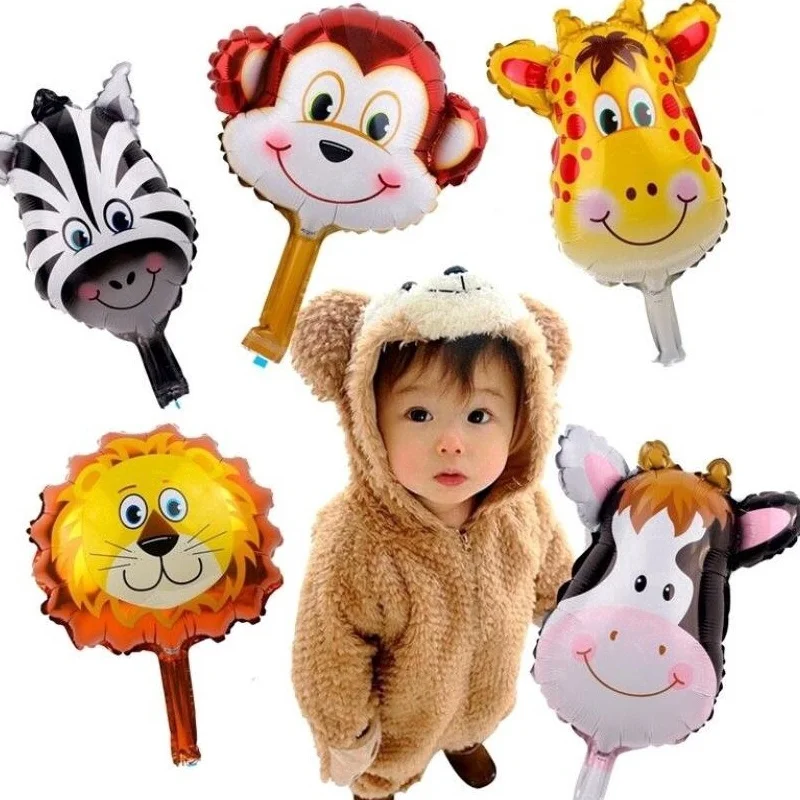 

1pcs Mini animal head Foil Balloons inflatable air balloon happy birthday party decorations kids baby shower party supplies