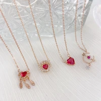 mengjiqiao korean sweet cute heart zircon choker necklace for women girls elegant dreamcatcher collares jewelry kolye gifts