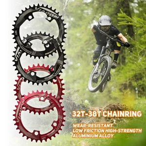 32T-38T Chainring Wear-Resistant Low Friction High-Strength Aluminium Alloy 96BCD Wide Single Chainring for AM/XC Bikes