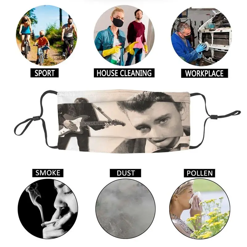 

Star Johnny Hallyday Non-Disposable Mouth Face Mask Adult Unisex Anti Dust Mask Protection Cover Respirator Mouth Muffle