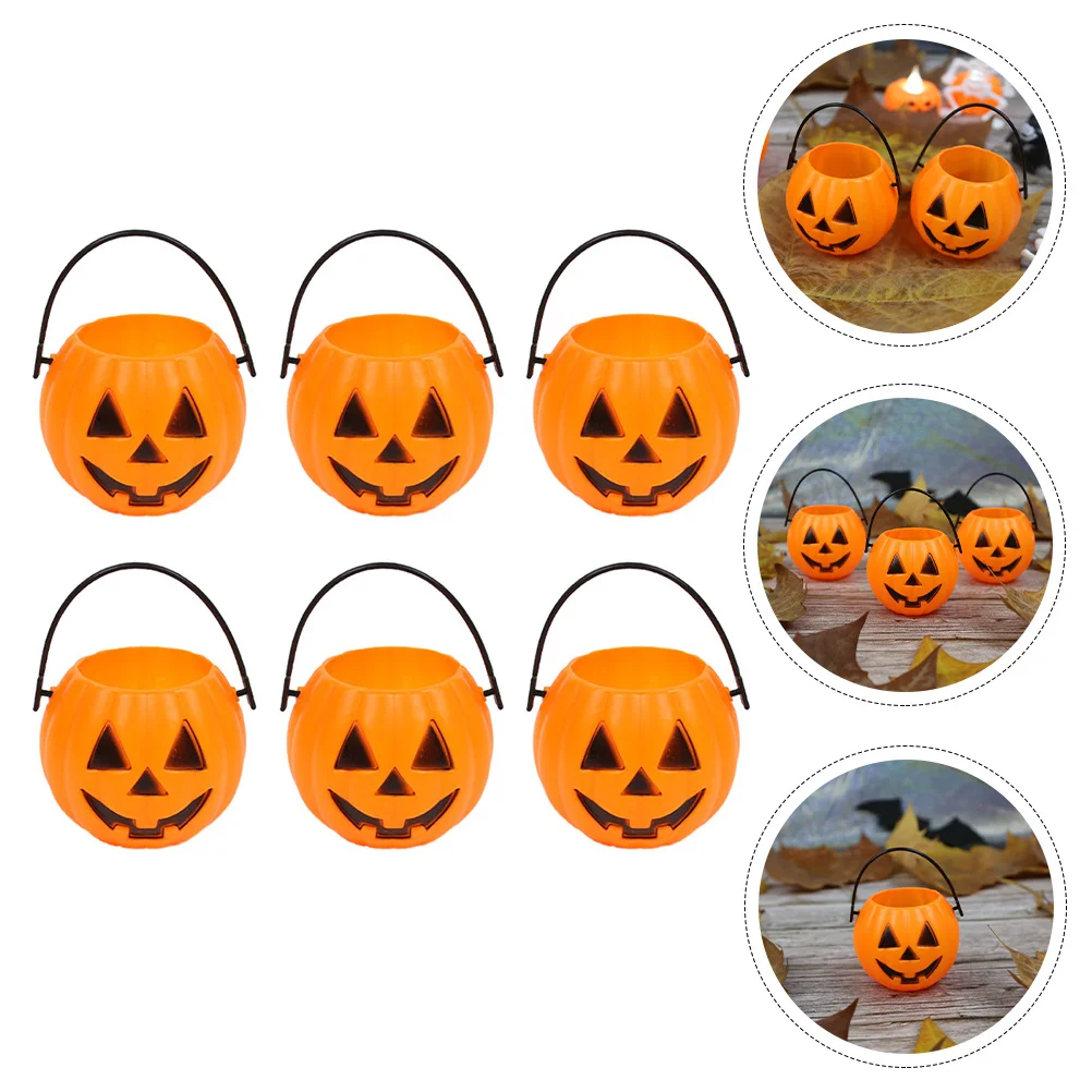 

6pcs Adornments Festival Decors Creative Pumpkin Buckets Adornments