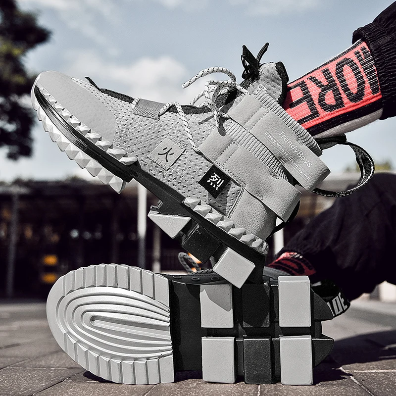 Мужские кроссовки в стиле хип-хоп модные повседневные для бега папы сетчатый