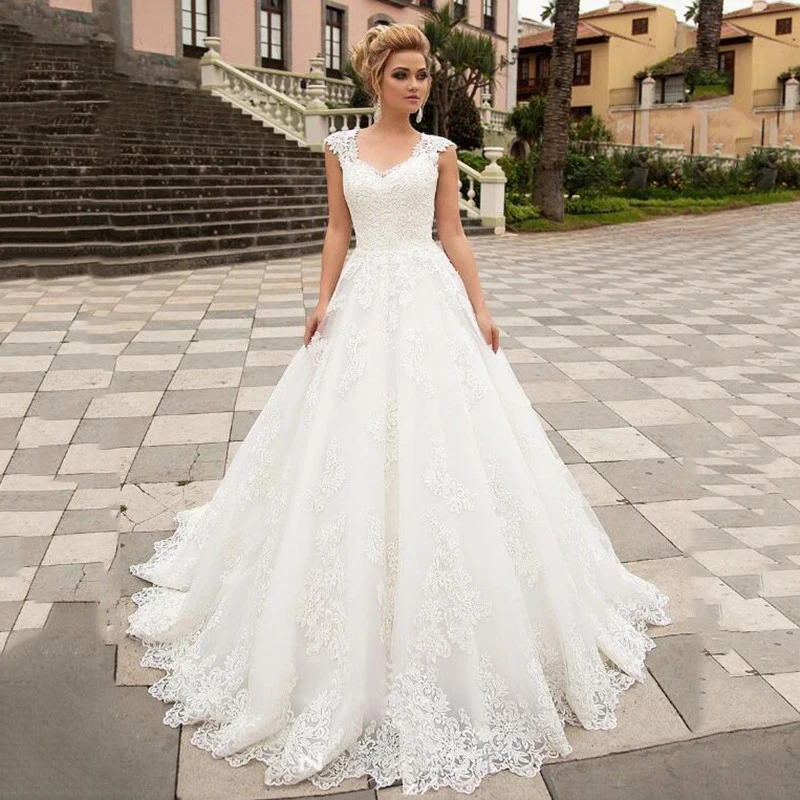 

YILIBER New Simple Wedding Dress Backless Sleeveless Design Chiffon Lace Bride Dresses Princess Dress Plus Size Tailor-made
