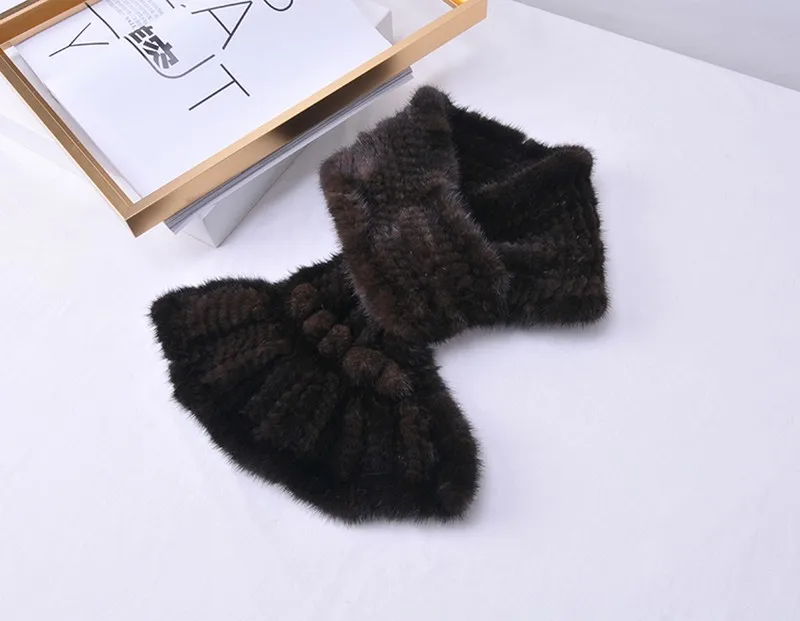 Новинка, натуральный норковый меховой шарф, женская вязаная меховая шаль, зимний шарф из натурального меха норки с меховыми шариками, высококачественные обертывания
