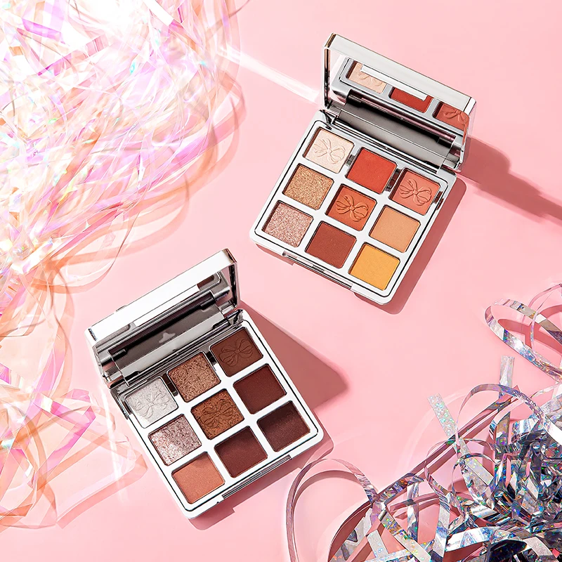 

1PC Nine-color Eyeshadow Palette With Bow Long-lasting Waterproof Sequins Matte Pearlescent Earth Eyeshadow TSLM1