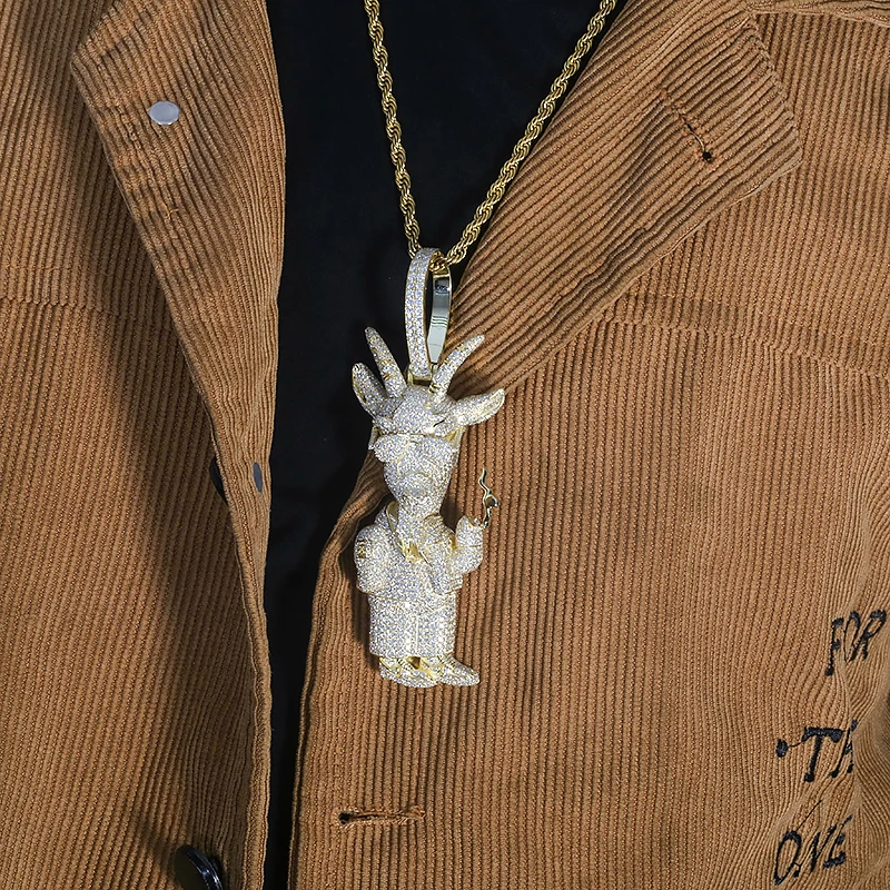

AEAW Custom hiphopjewelry rapper jewelry Smoking Goat moissanite pendant solid s925 silver about 25.48ctw