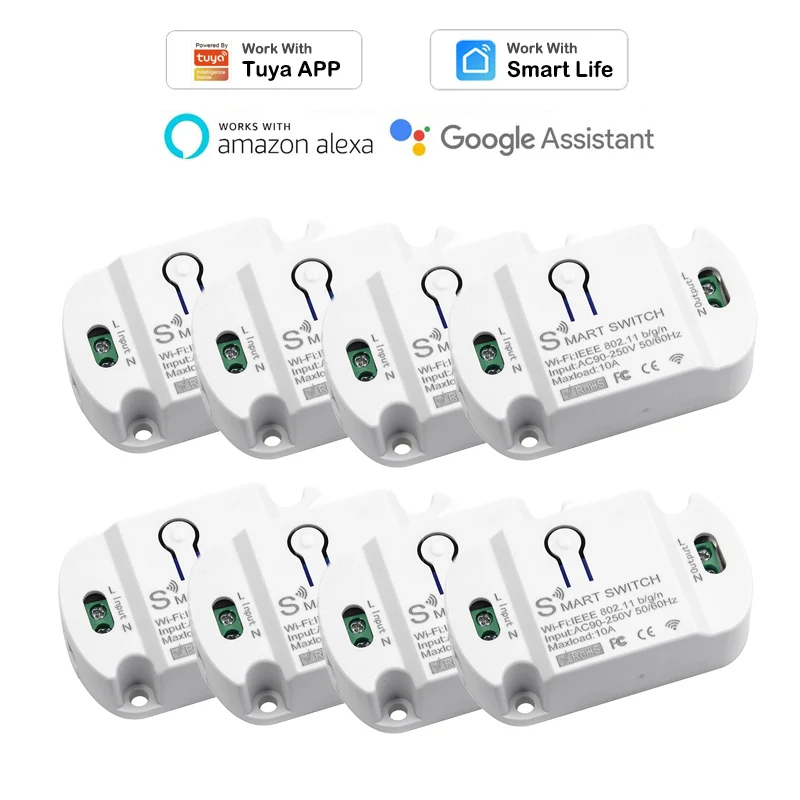 

10A Wifi Tuya Smart DIY Switch Breaker Switches Timer Power Saving Home Automation APP Control Alexa Google Home Voice Control
