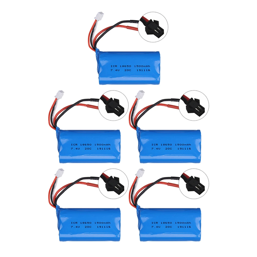 

5Pcs (SM Plug) 7.4V 1500mAH 25C 18650 Li-ion Batery For RC Helicopter Car Tanks Train Boats Guns Toys 2S 7.4V battery Wholesale