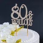 Металлические Цифры 80 и сказочные золотые стразы для торта для женщин и мужчин 80 лет 80-й День рождения украшение торта центральные части