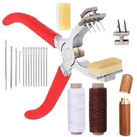 imzay 21pcs stitching hole punch 4mm silent leather hand pliers with leather needlewooden needle casewaxed thread
