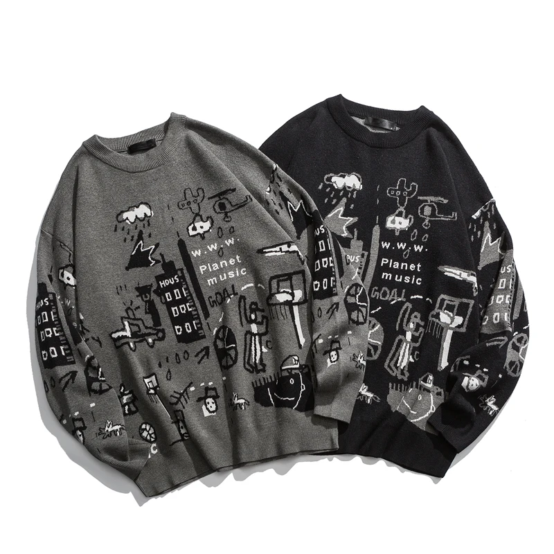 Una Reta мужской свитер осенний модный принт мультфильм свитер Pull Homme Повседневный свободный винтажный пуловер свитер для мужчин