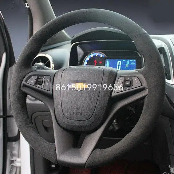 

Hand-stitched Black Suede Car Steering Wheel Stitch on Wrap Cover for Chevrolet Trax