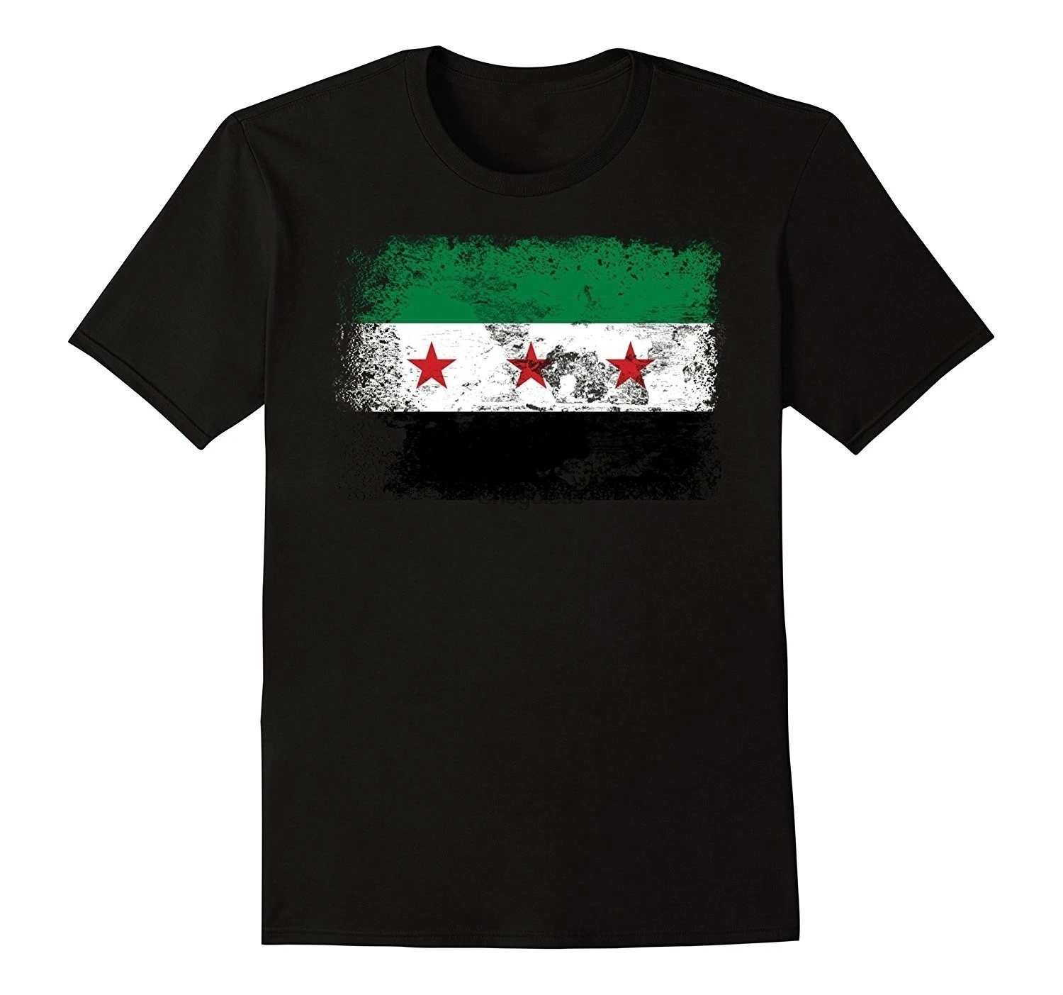 

Men Fashion Cotton T Shirts Syria Flag Casual Short Sleeve Tops Black Size