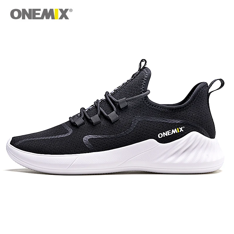 

ONEMIX Men's Sneakers On Platform Summer Outdoor Breathable Mesh Jogging Sports Shoes Lace Up Light Black men's casual Shoes