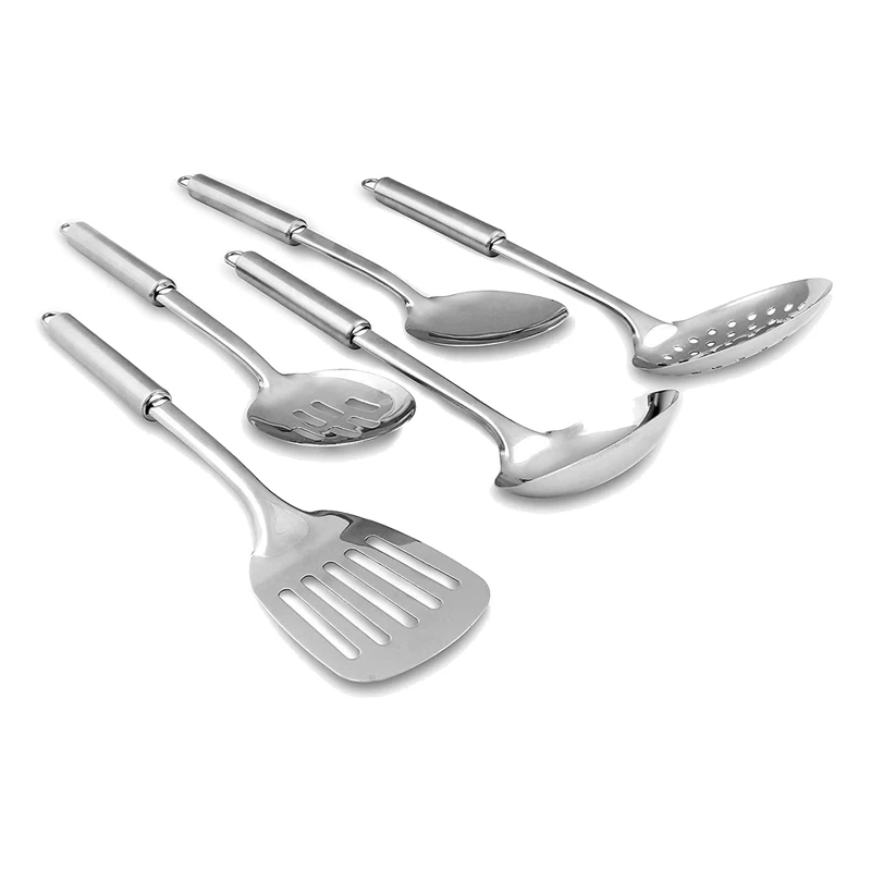 

5-Piece Stainless Steel Cookware Set, Spatula, Spoon, Colander, Kitchenware Set