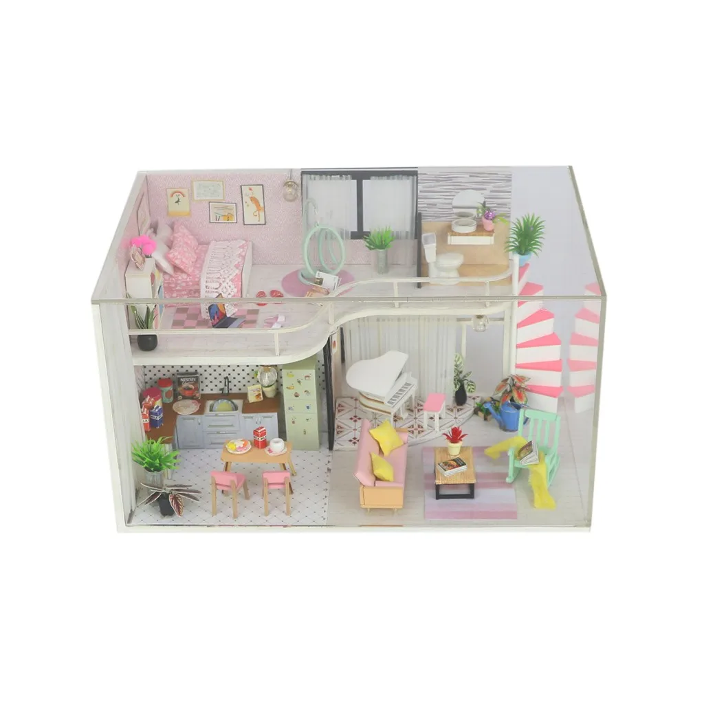 3D светодиодный деревянный миниатюрный кукольный домик сделай сам мебель декор