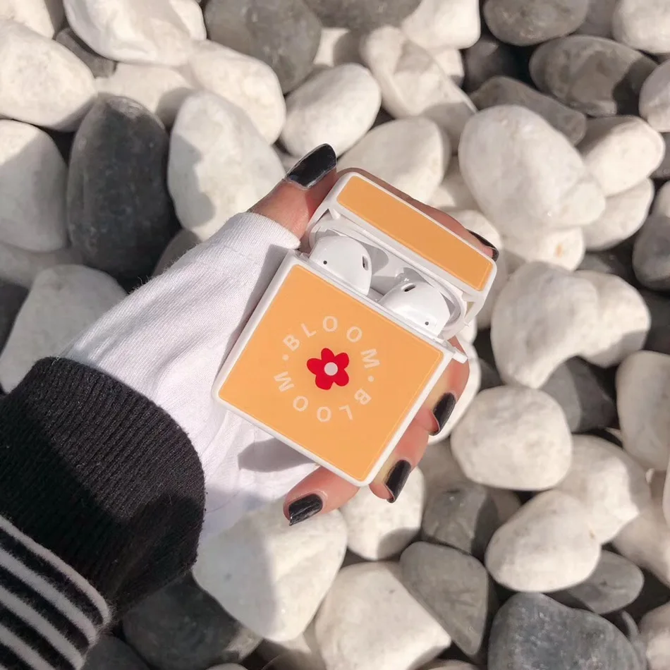 Flower Yellow Для AirPods случае 3D мультяшный наушник чехол для Apple Airpods 2 забавные интимные аксессуары защитную крышку с палец кольцо ремень - Цвет: Flower Yellow