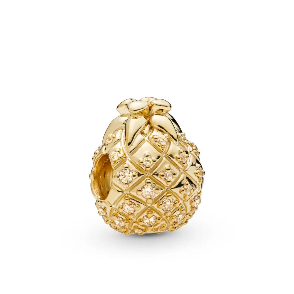

Women Chinese Lucky Bag Gold Pineapple Pink Flower 925 Sterling Silver Beads For Women Diy Pandora Charm Bracelet Necklace