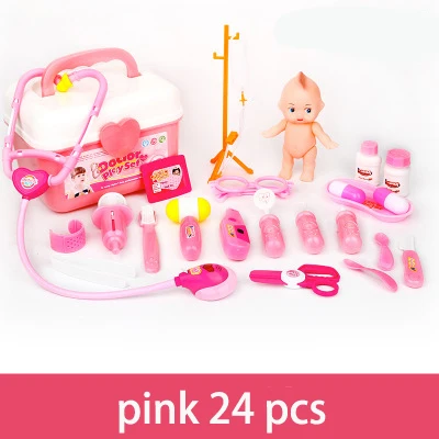 pink 24pcs Детское моделирование чемодана стетоскоп медицинское устройство ролевые игры Доктор игрушка портативный медицинский шкаф обучающая игра малыш - Цвет: pink 24pcs