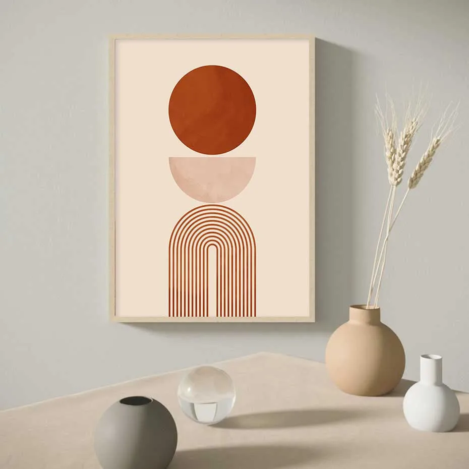 

Trend Beige Geometric Abstrac Wall Art Printed Canvas Paintings Pictures Prints and Posters for Living Room Home Decoration