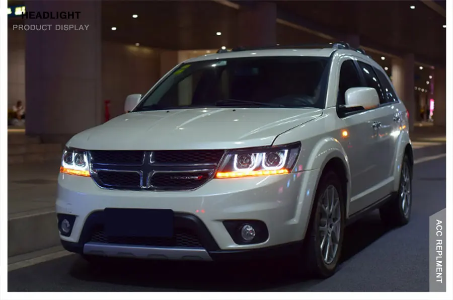 2 шт. светодиодный фары для Dodge путешествие 2009- светодиодный Автомобильные фары ангельские глазки комплект ксеноновых фар, Высокопрочная конструкция протовотуманная подсветка Габаритные огни