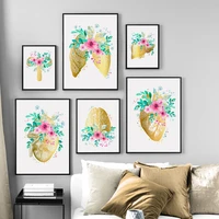anatomy organs heart brain flower wall art canvas painting nordic posters and prints wall pictures for living room doctor decor