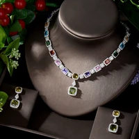 hibride exclusive dubai gold plate jewellery luxury cubic zirconia necklace earring bracelet party jewelry set for women n 1232