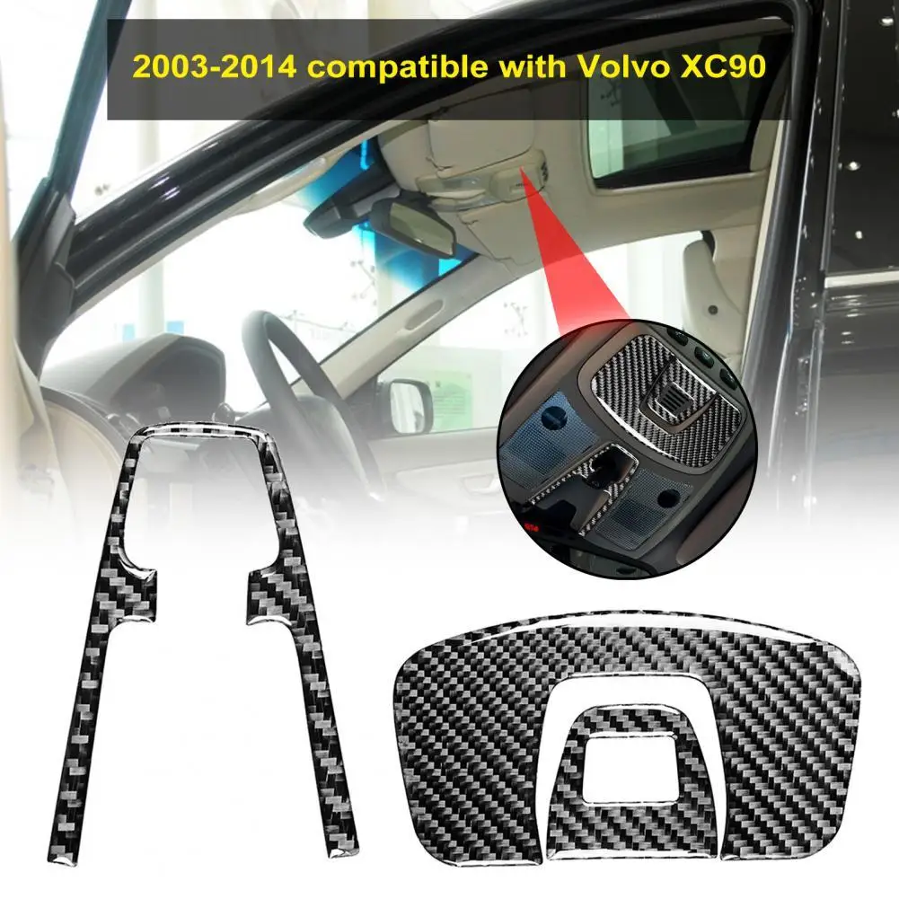 

Excellent 3Pcs Exquisite Car Interior Reading Light Trim Sticker Carbon Fiber Panel Trim Soft