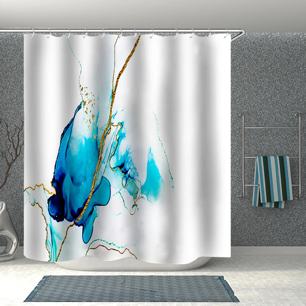 3d-принт мраморный геометрический комплект для ванной комнаты с занавеской душа