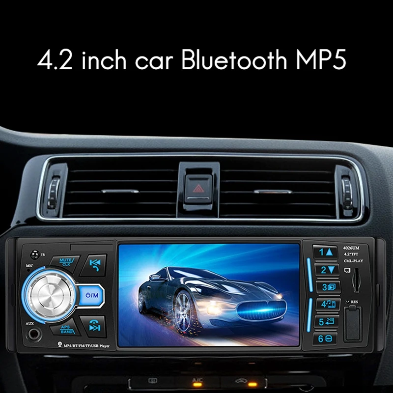 

1 Din Car Radio Player Bluetooth In-Dash HD Multimedia Player Steering 4.2Inch Car MP5 Video Player with Camera 4026UM