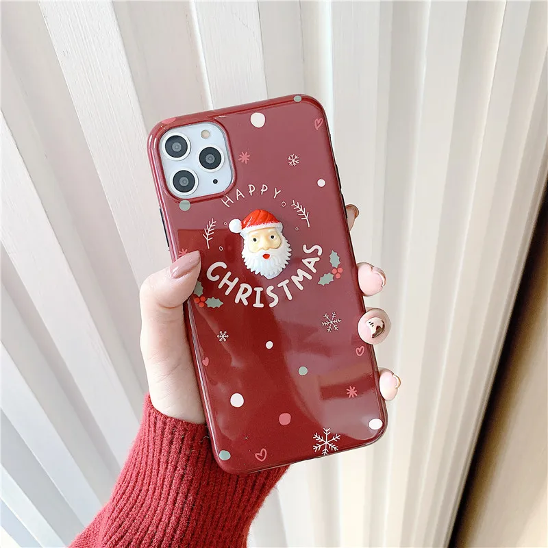 3D Happy Santa Claus Christmas Phone Case For iPhone 11 Pro MAX XR Silicone Matte Back Cover X XS Max 7 8 Plus |