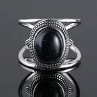 Кольцо женское из серебра 925 пробы, с овальным синим камнем