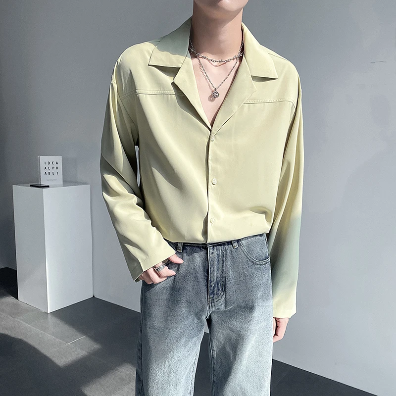 Business Suit Collar Shirts for Men's 2021 Autumn High Quality Solid Color Casual Shirt Camisa Social Party Masculina Streetwear