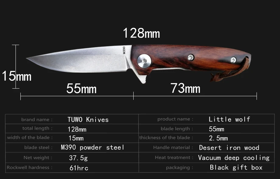 TUWO Kinves мини M390 порошок стали EDC Складной нож ключ нож высокой твердости ручной нож тактический нож
