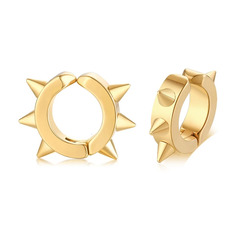 gold Ear clip Черные Готические панк серьги-гвоздики для женщин и мужчин 316L нержавеющая сталь заклепки серьги с шипами рок вечерние ювелирные изделия - Окраска металла: gold Ear clip