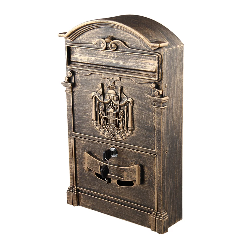 LOCKABLE SECURE POSTBOX LETTERBOX WALL MOUNTED STAINLESS MAIL POST LETTER BOX Model:Bronze | Дом и сад