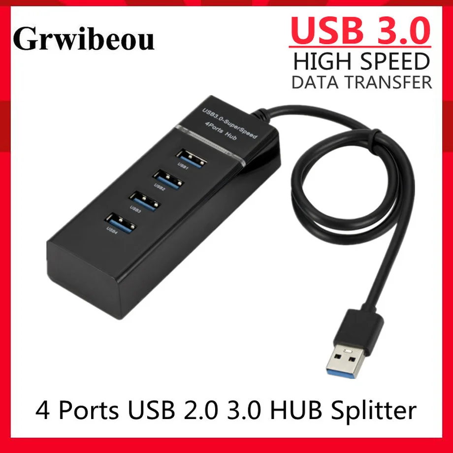 

Grwibeou 4 ports High Speed HUB High-Speed 4 Port USB 3.0 Multi HUB Splitter Expansion For Desktop PC Laptop Adapter USB 2.0 HUB