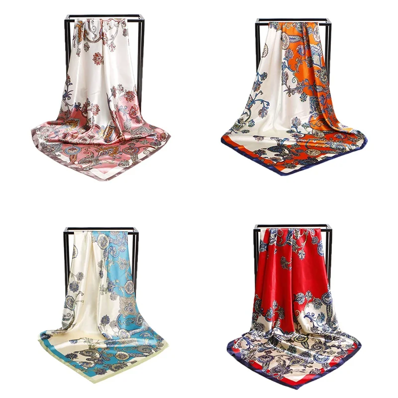 Модный женский шелковый шарф бандана богемный рисунок кешью большие квадратные