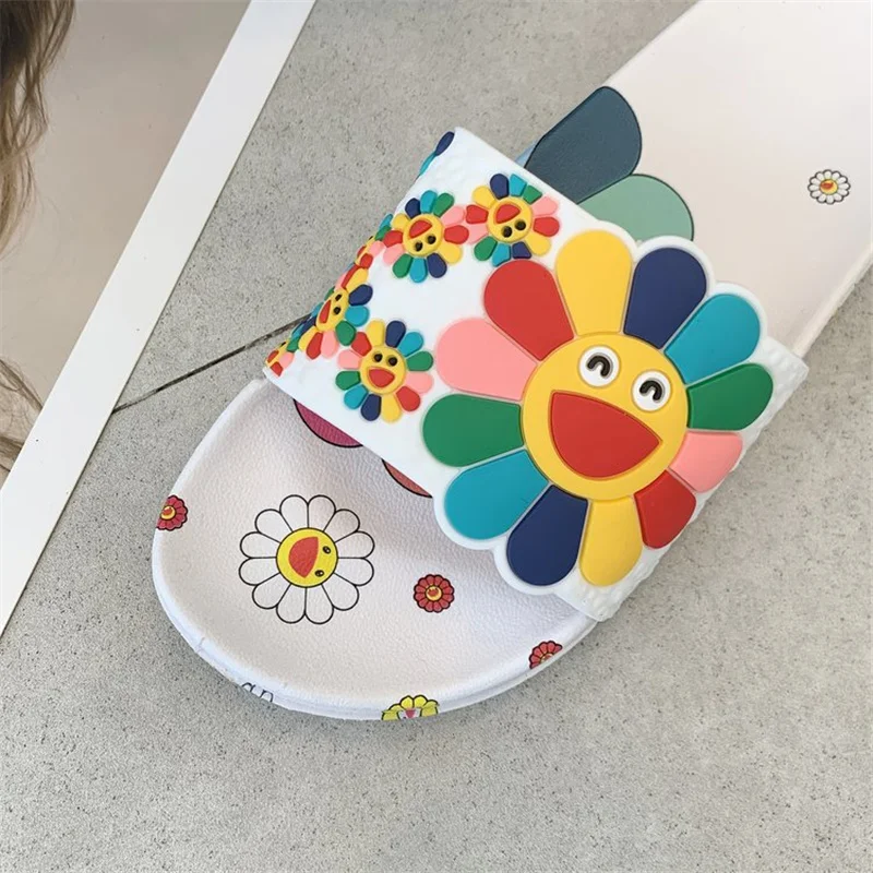 

Summer Women's Slippers Sunflower Sandals European American Cross Border Flat Heel Fashion Outdoor Beach Women's Slippers