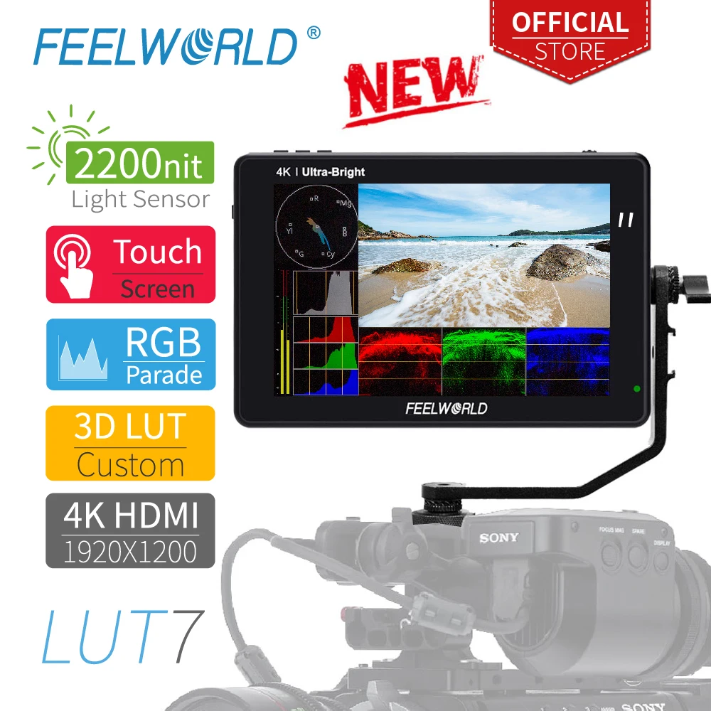 FEELWORLD LUT7 7 дюймов 3D LUT 2200 СИД сенсорный Экран DSLR Камера поле для контроля уровня