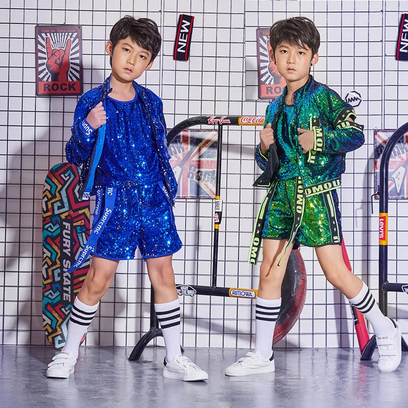 

Новые костюмы для мальчиков, мужской уличный танцевальный костюм в стиле хип-хоп, костюм для джаза, Детская Одежда для танцев, одежда для выс...