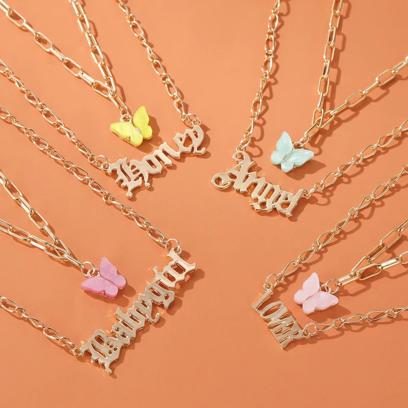 Женское многослойное ожерелье с подвеской в виде бабочки|Ожерелья подвеской| |